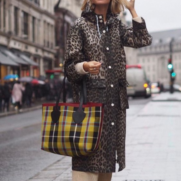 Ganni Cherry Blossom Leopard Print Rain 